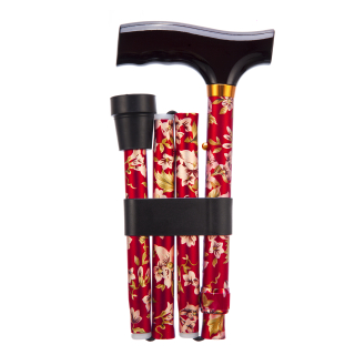 Adjustable Walking Sticks - Folding - burgundy flower 74 - 84 cm