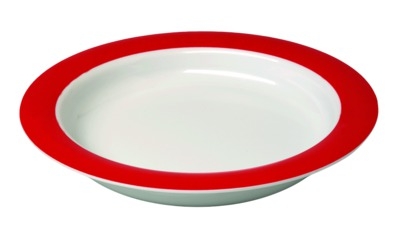 Assiette - petit blanc/rouge