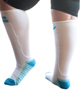 Sport sock with mesh panel  - white / blue 41 - 43