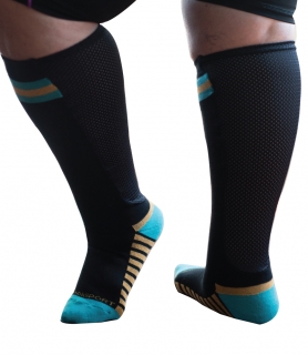 Sport sock with mesh panel  - black / turq 41 - 43