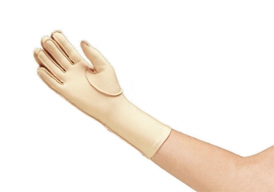 Edema glove full finger over the wrist length - left XS