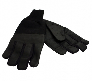 Leather winter gloves black - XL