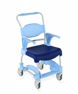 Mobile shower and commode chair - soft seat closed