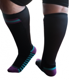 Sport sock with mesh panel  - black / purple 41 - 43