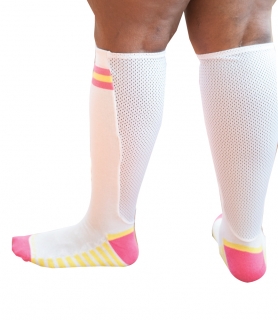 Sport sock with mesh panel  - white / pink 35 - 41