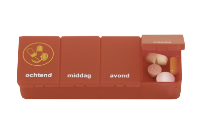 Boîte à pilules 1 jour  - 4 compartments transparent rouge NL