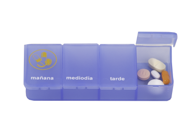 Boîte à pilules 1 jour  - 4 compartments transparent bleu ES