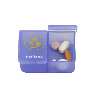 Boîte à pilules 1 jour  - 2 compartments transparent bleu ES