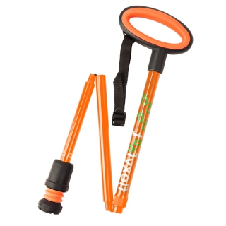 Walking stick with oval handle - folding orange