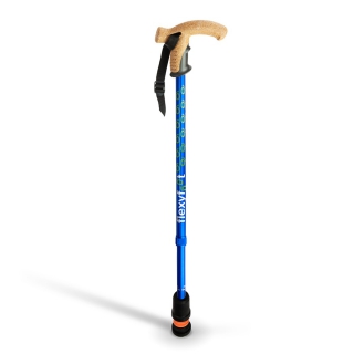 Walking stick with cork handle - blue