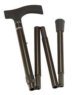 Carbon folding walking stick - with soft T-shaped handle