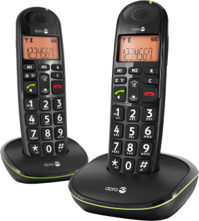 PhoneEasy 100w cordless duo phone set - black