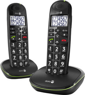 PhoneEasy 110 cordless duo phone set  with talking key numbers - black