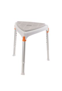 Shower stool – triangle - soft seat clear grey