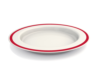 Teller mit Kipp-Trick 921 schmaler Rand rot 