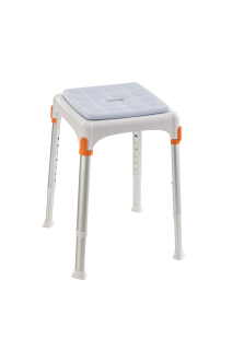 Tabouret de douche – carré - assise douce bleu clair