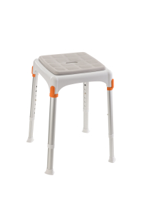 Tabouret de douche – carré - assise douce gris clair