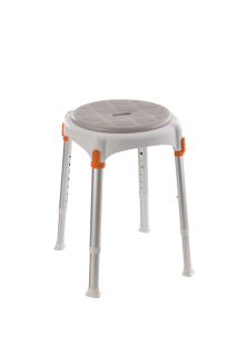Shower stool – round - soft seat clear grey